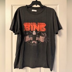 Anine Bing Charcoal Graphic Tee with Eagle Design